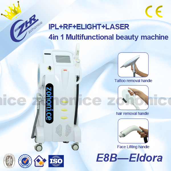 sistema Multifunction do laser do IPL RF da E-luz 4in1 para a remoção do cabelo/rejuvenescimento da pele