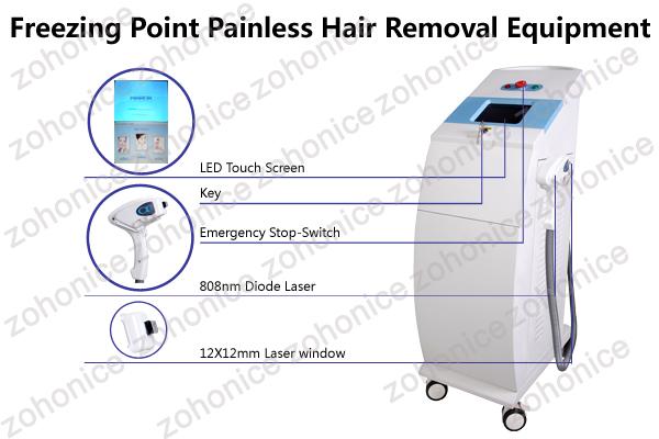 máquina da remoção do cabelo do laser do diodo 808nm com tamanho de ponto de 12*12mm para a depilação