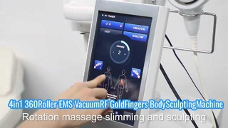 4 em 1 levantamento facial 360 rolo EMS vácuo RF dedos dourados máquina de escultura corporal