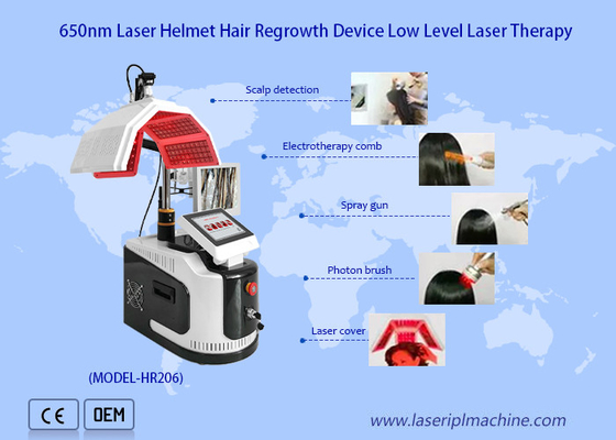 Máquina de crescimento de cabelo a diodo a laser de 650 Nm Analisador de terapia capilar de baixo nível