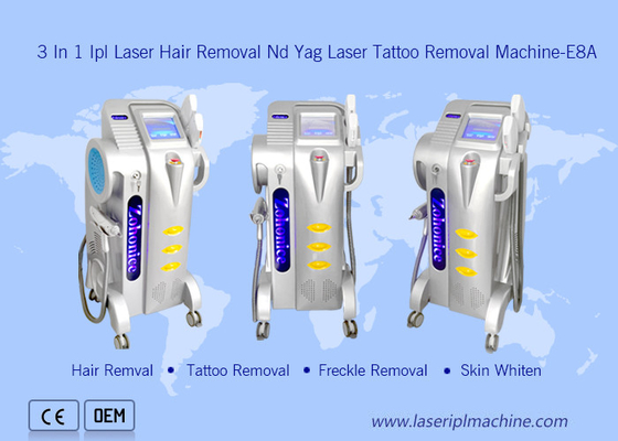 Uso em salão profissional Nd Yag tatuagem remoção de sardas 3 in1 depilação Ipl OPT dispositivo a laser