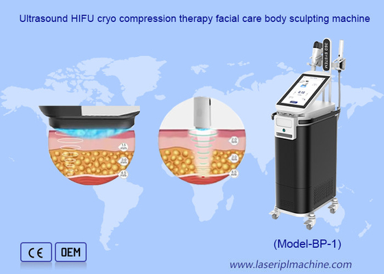 Ultrassonografia HIFU Cryo Compressão Terapia Cuidados Faciais Máquina de Escultura Corporal