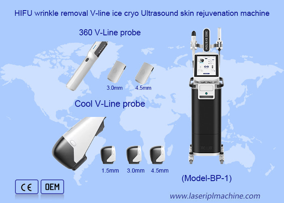 HIFU Máquina de remoção de rugas V-Line Ice Cryo Ultrasound Skin Rejuvenation Machine