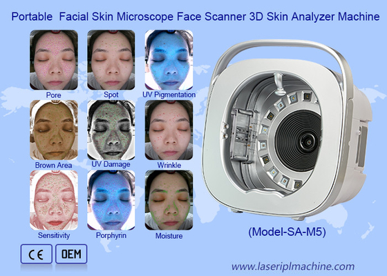 Microscópio de pele facial portátil, scanner facial, máquina de análise 3D da pele