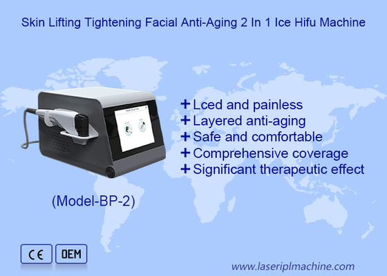Elevação da pele Aprietação facial Anti-envelhecimento 2 em 1 máquina Hifu gelo