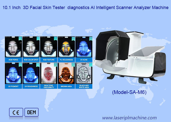 Lâmpada sem sombra 24 vezes de alta definição Espelho inteligente Máquina de análise 3D da pele facial