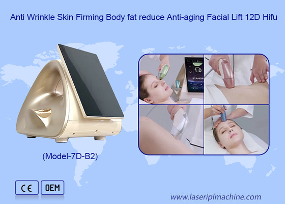 12D HIFU Anti-envelhecimento Linhas finas suaves Elevação facial Máquina HIFU