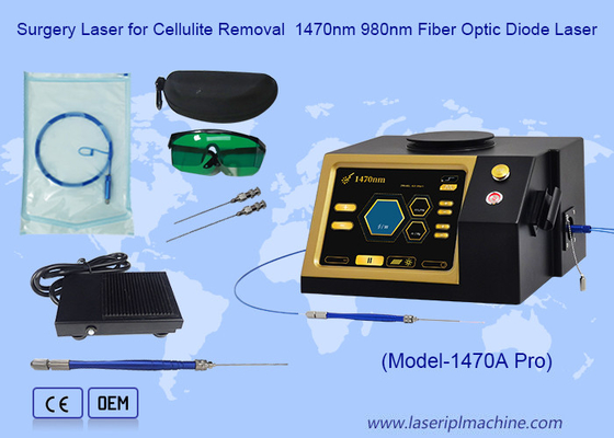Remoção de veias varicosas Tratamento de hemorroidas 980 1470nm Máquina cirúrgica de lipoaspiração a laser de diodo
