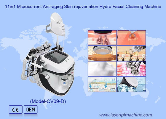 11 em 1 Limpeza facial Lifting de pele Máquina de Microdermabrasia Rf Hydro para esfoliação Limpeza profunda