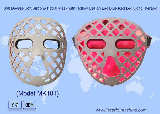 Desenho de Holograma Soft Silicone Azul Vermelho Amarelo Terapia de Luz LED Máscara facial