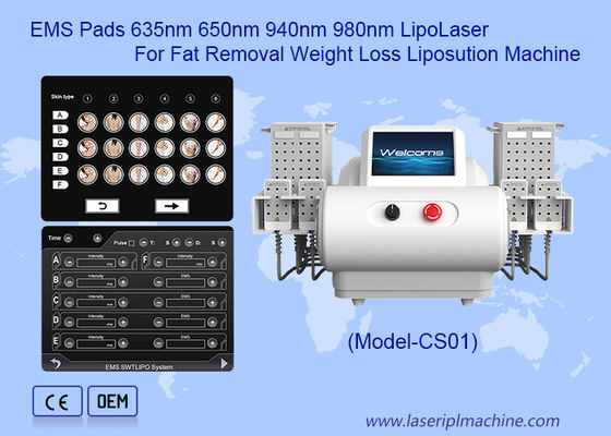 EMS Pads 635nm 650nm 940nm 980nm LipoLaser máquina de lipoaspiração para remoção de gordura perda de peso
