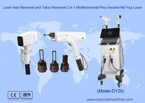 2in1 Nd Yag Pico Laser de remoção de tatuagens permanente 755 1064 808nm Diodo de gelo máquina de remoção de cabelo a laser