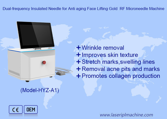 Dual freqüência Agulha isolada para Anti-envelhecimento Face Lifting Gold RF Microneedle Machine