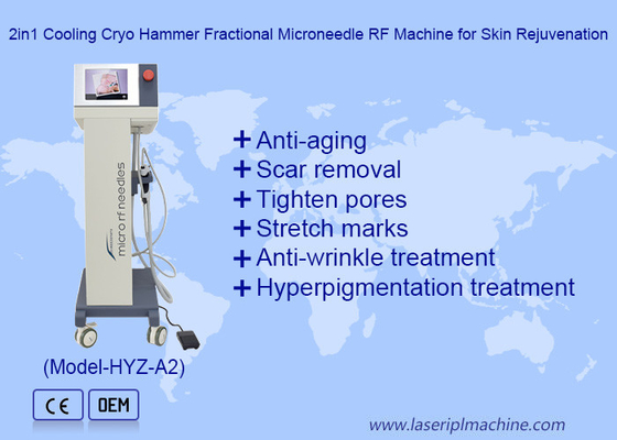 2in1 refrigeração Cryo Hammer Fractional Microneedle RF Machine para rejuvenescimento da pele