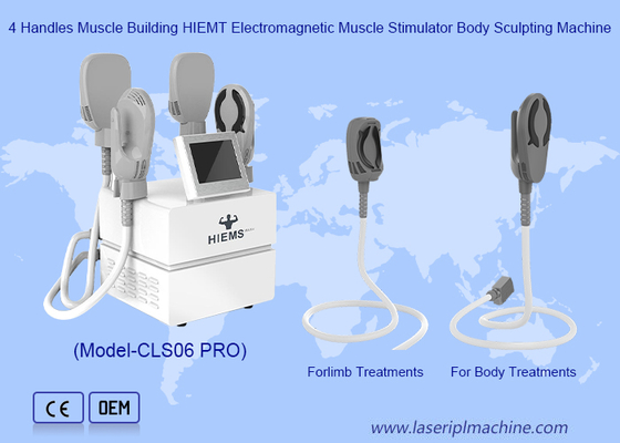 Máquina de Emagrecimento Corporal Hiemt Ems 4 Manípulos 7 tesla para Fortalecimento Muscular e Levantamento de Glúteos
