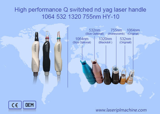 1064 532 1320 755nm Rejuvenescimento da pele Q Mão de laser Nd Yag comutada