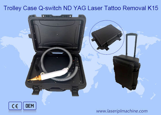 Trolley Case 1064nm 532nm 1320nm Q Switch Nd Yag Máquina de remoção de tatuagens a laser