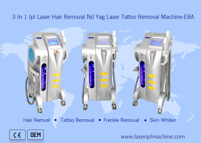 Uso em salão profissional Nd Yag tatuagem remoção de sardas 3 in1 depilação Ipl OPT dispositivo a laser