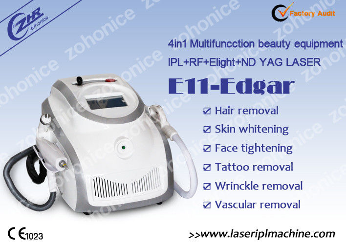 Máquina de beleza de remoção de cabelo a laser portátil IPL RF ND YAG para tratamento de acne