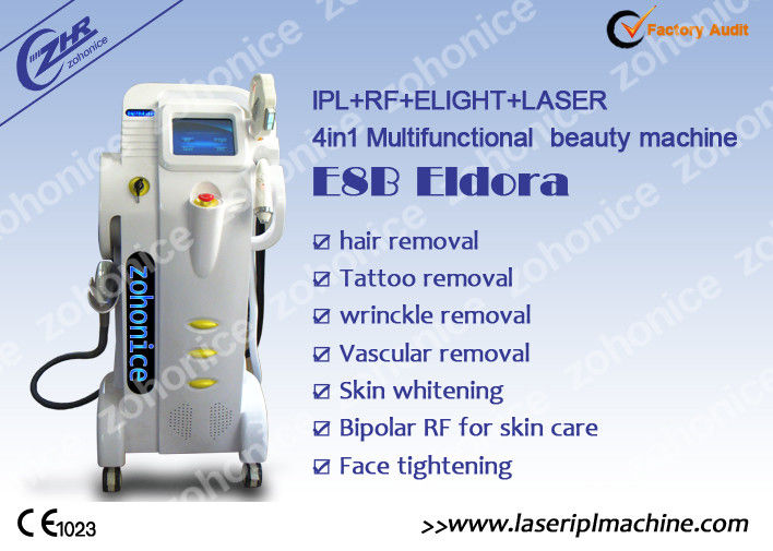 1Hz - 5HZ vertical 3 em 1 máquina da remoção da E-luz + do cabelo do IPL + do ND YAG para o salão de beleza