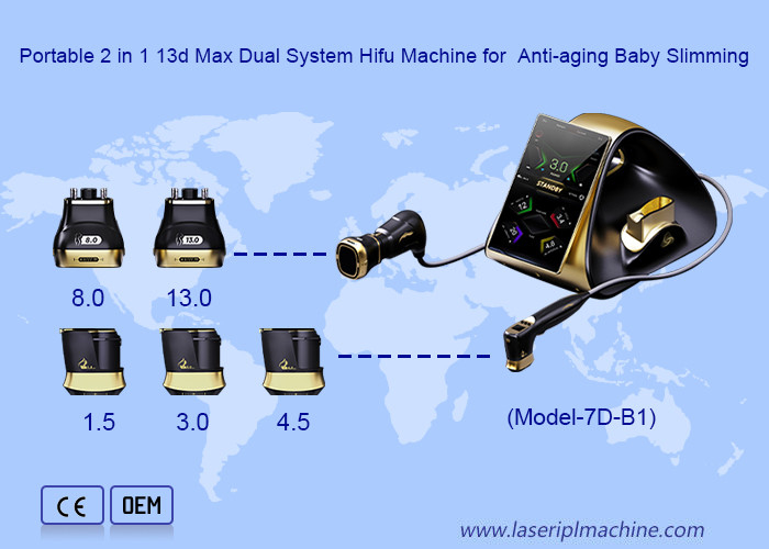 Máquina Hifu portátil 2 em 1 13d Max Dual System para anti-envelhecimento do bebé emagrecimento