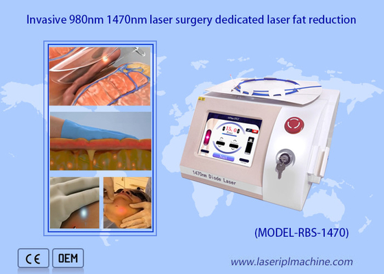Laser ótico portátil da máquina 980nm 1470nm do laser do diodo da redução gorda do laser da fibra