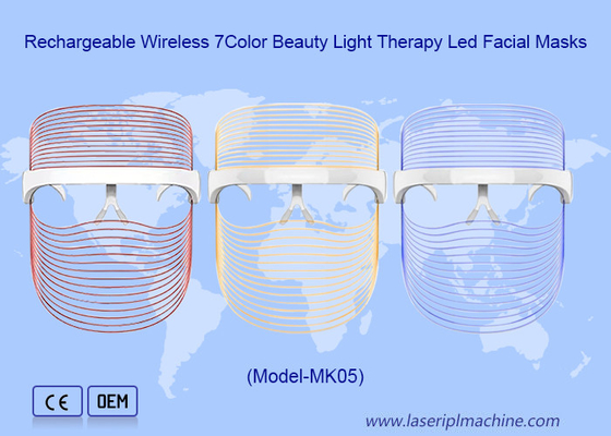Uso doméstico recarregável sem fio 7Color Beauty Light Therapy Mascaras faciais LED