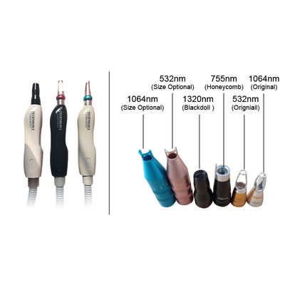 Bom preço 1064 532 1320 755nm Rejuvenescimento da pele Q Mão de laser Nd Yag comutada on-line