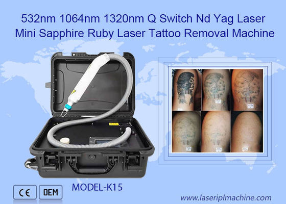 Bom preço 532nm 1064nm 1320nm Q Switch Nd Yag Mini Máquina de remoção de tatuagem a laser de safira e rubi on-line